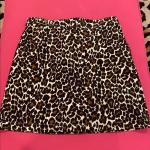 JCREW buckle mini skirt in leopard corduroy